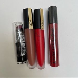 [Bundle of 4] NEW L'ORÉAL Matte Lip Stain, Wet n’ Wild, NYX Liquid Suede